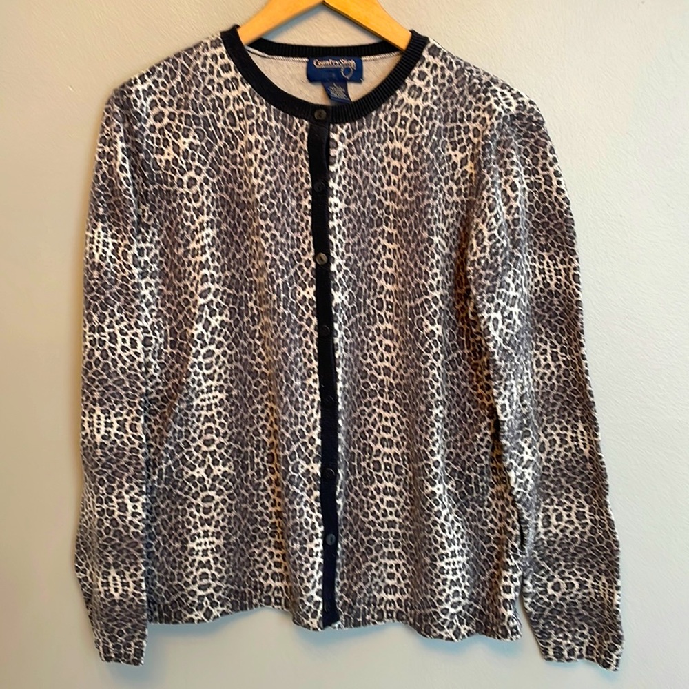 Country Shop silk/cashmere cheetah print cardigan